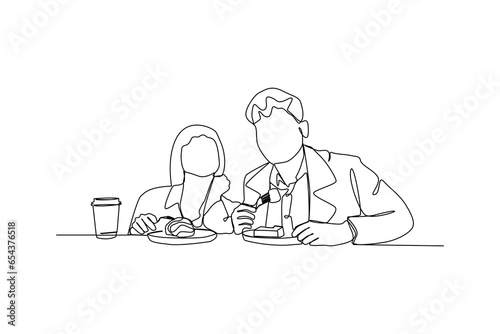 Eat with friends. Happy people gathering, Family eating, hangouts with food and drinks. Flat graphic vector illustrations isolated on white background