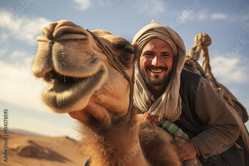Man having a great time riding a camel.  © Jeff Whyte