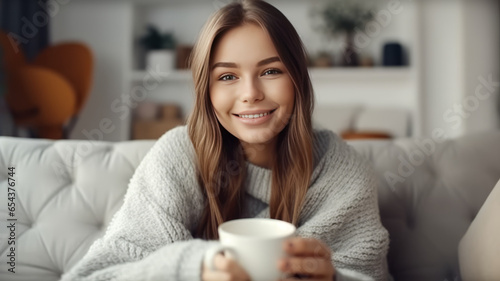 Portrait of beautiful girl smiling and relaxing during autumn.