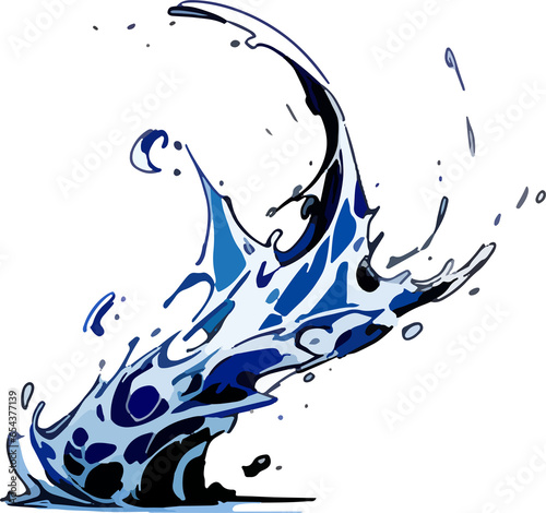 power blast magic water splash element comic action effect drawing lines generated with AI