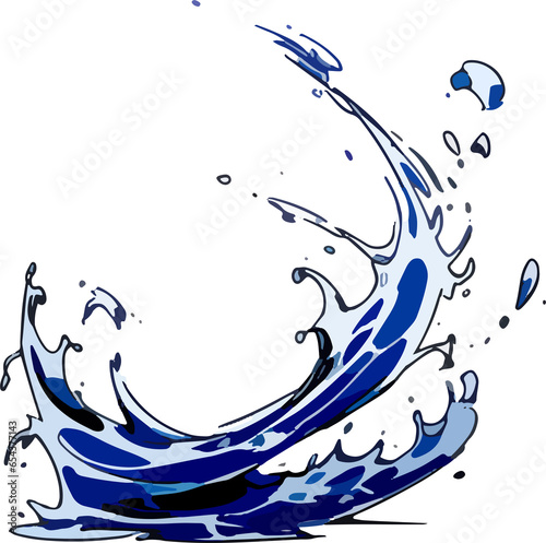 power blast magic water splash element comic action effect drawing lines generated with AI