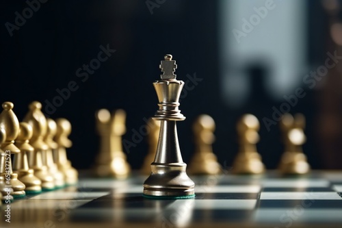 Chess piece on a chess board game for ideas, challenges, leadership, strategy, business, success, or abstract concepts. Ai Generative