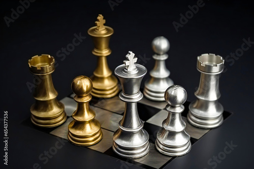 Chess piece on a chess board game for ideas, challenges, leadership, strategy, business, success, or abstract concepts. Ai Generative