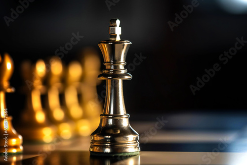 Chess piece on a chess board game for ideas, challenges, leadership, strategy, business, success, or abstract concepts. Ai Generative