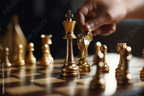 Chess piece on a chess board game for ideas, challenges, leadership, strategy, business, success, or abstract concepts. Ai Generative
