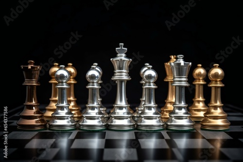 Chess piece on a chess board game for ideas, challenges, leadership, strategy, business, success, or abstract concepts. Ai Generative