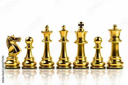 Chess piece on a chess board game isolated on a white background. Ai Generative