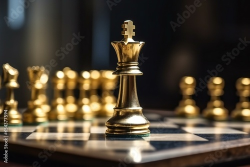 Chess piece on a chess board game for ideas, challenges, leadership, strategy, business, success, or abstract concepts. Ai Generative