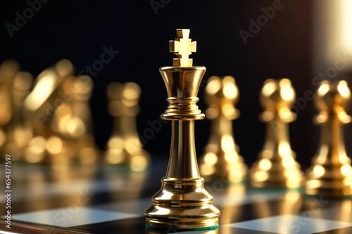 Chess piece on a chess board game for ideas, challenges, leadership, strategy, business, success, or abstract concepts. Ai Generative