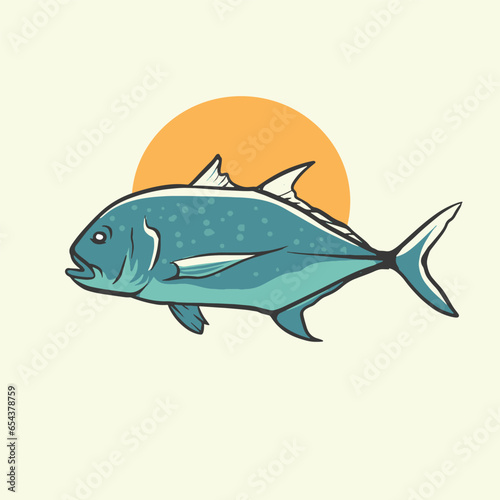 giant travelly fish vector illustration