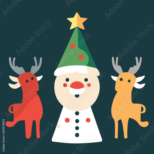 Santa Claus and Reindeer Preparing Gifts for Christmas Festival. Vector © Thanawat_Suesoypan