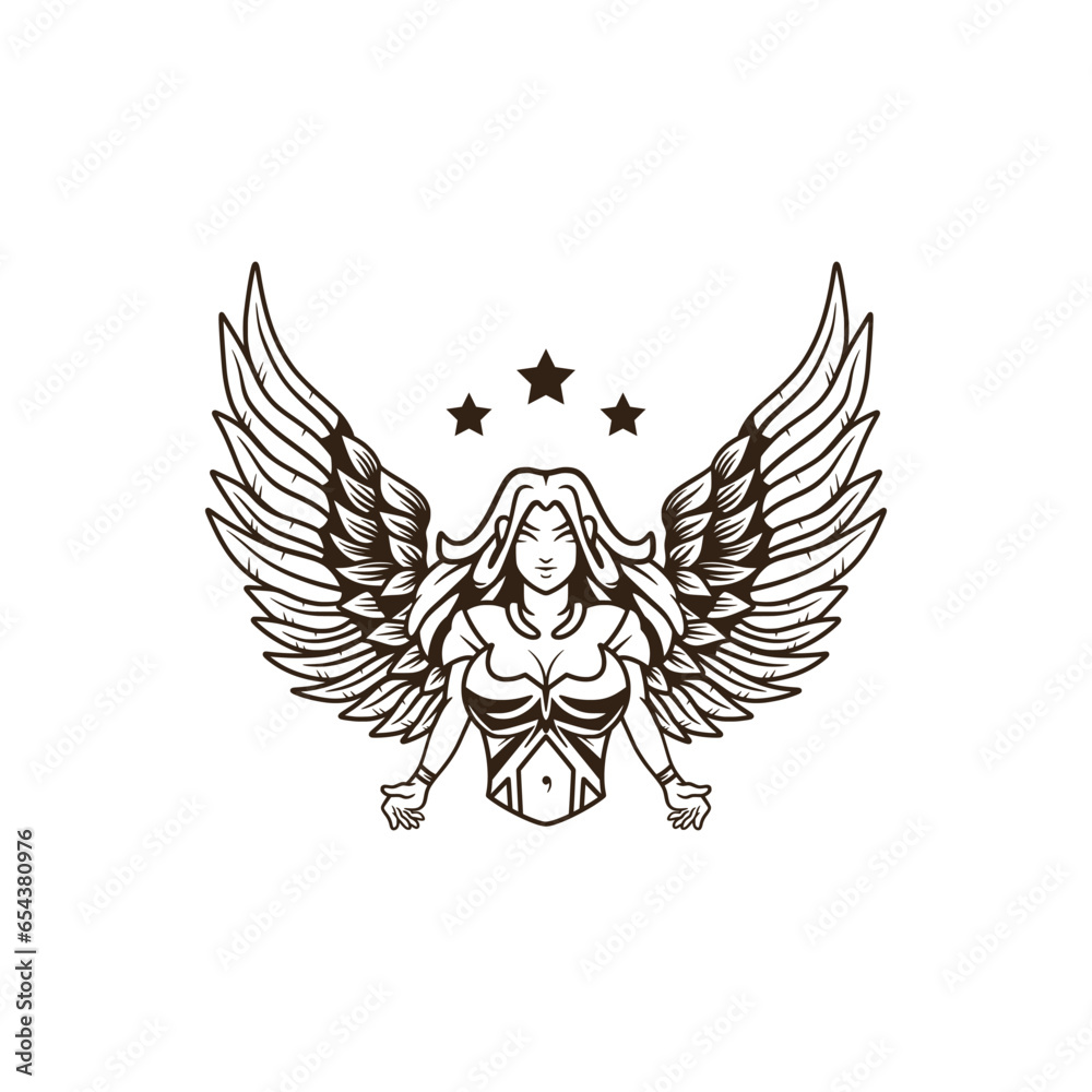 Obraz premium angel mascot logo vector illustration, angel design template.