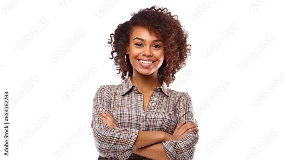 Young african american woman cross arms isolated background and smiling. Young african american woman cross arms isolated background and smiling.