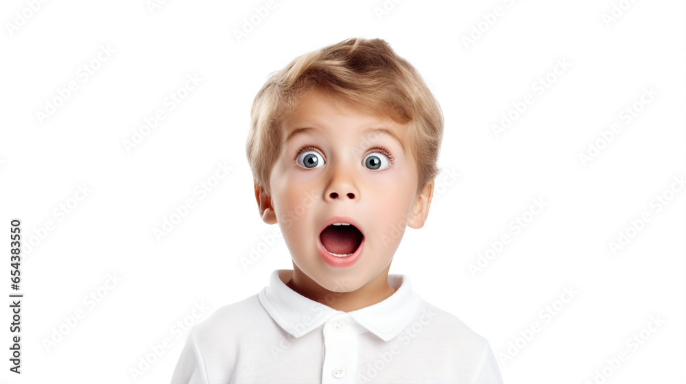 Startled child boy isolated on white background. Startled child boy isolated on white background.