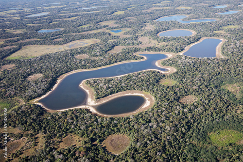 Aerial view to Pantanal jungle in Brasil.