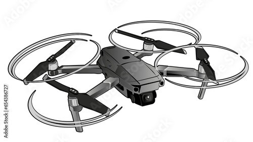 Drone DJI Mavic Air 2 com câmera de meio perfil 