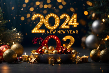 Happy new year 2024 poster and celebration