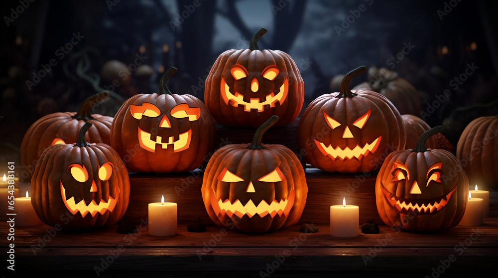 Fototapeta premium Halloween Jack O Lanterns