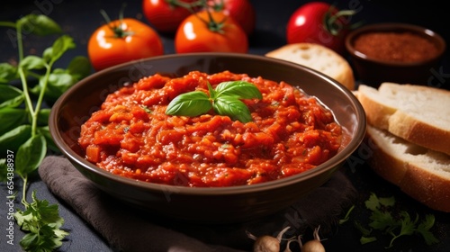 The generous amount of tomato sauce adds a burst of tangy zest, enriching every bite with the flavors of sunrid tomatoes.