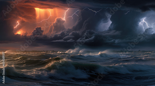 ocean storm windy thunder - by generative ai