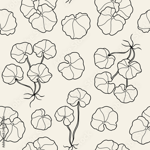 Line art gotu kola seamless pattern