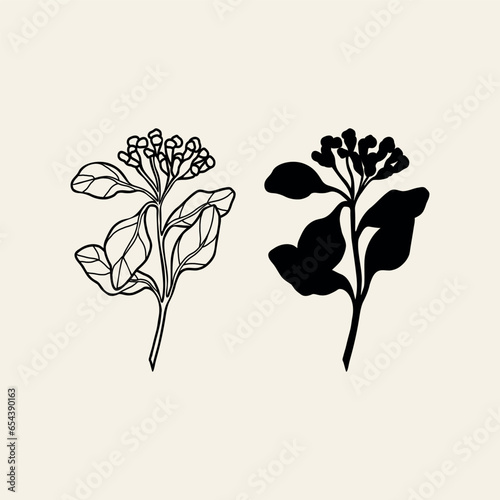 Line art clove tree illustration