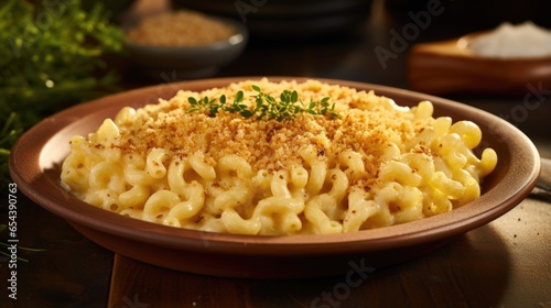 An exquisite fusion of flavors awaits in this deconstructed macaroni and cheese, featuring thick, perfectly cooked fusilli pasta tossed in a rich, truffleinfused cheese sauce, accompanied