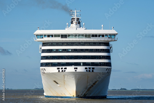 frontal view of a ferry at sea photo