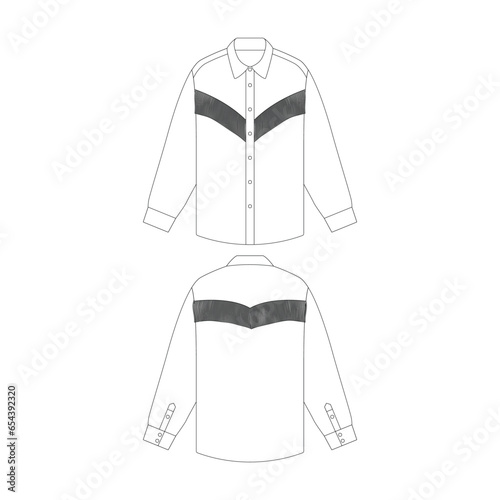 template fringe western shirt vector illustration flat design outline clothing collection