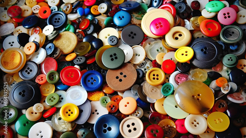 Sewing plastic buttons background. Colorful sewing buttons texture