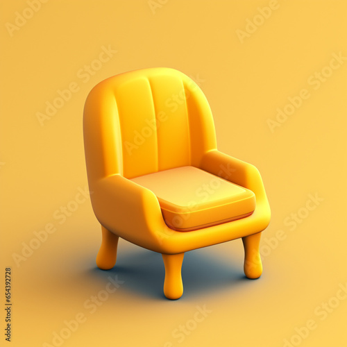 orange leather armchair 3d icon