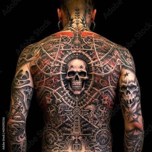 skull demonic gothic tattoo - by generative ai