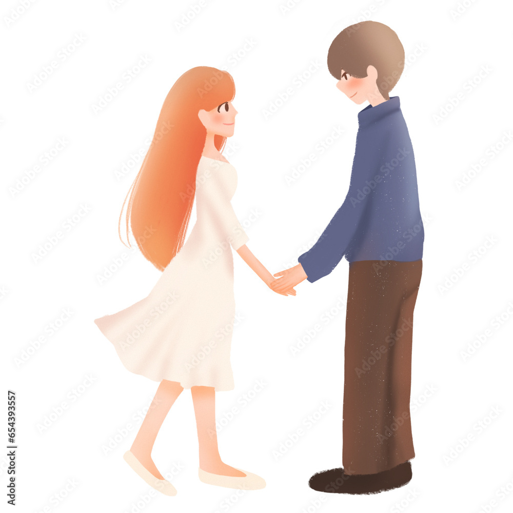 Couple love boyfriend girlfriend valentine's day dating romantic cartoon Illustration without background for cover book or decoration Couple love boyfriend girlfriend valentine's day dating romantic cartoon Illustration without background for cover book or decoration