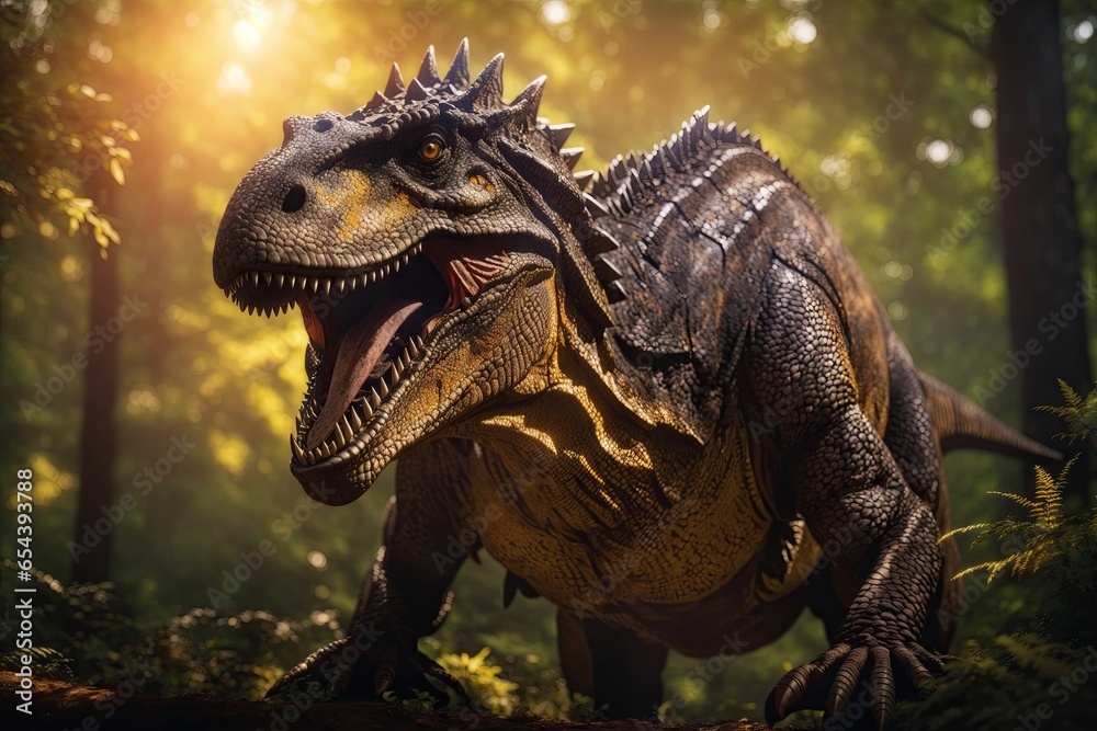 Tyrannosaurus rex in the forest. ai generative - obrazy, fototapety, plakaty 