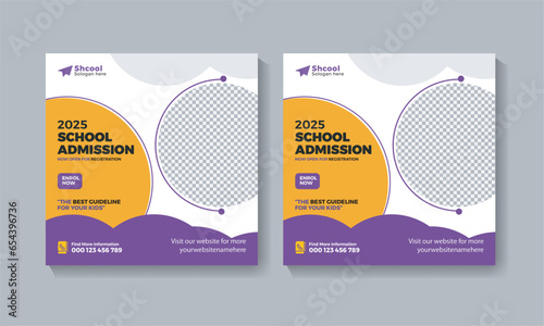 School Admission Social Media Template Design.