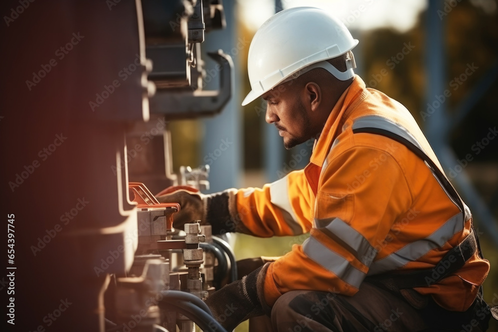 Electrical worker working on electrical installation Electrical worker working on electrical installation