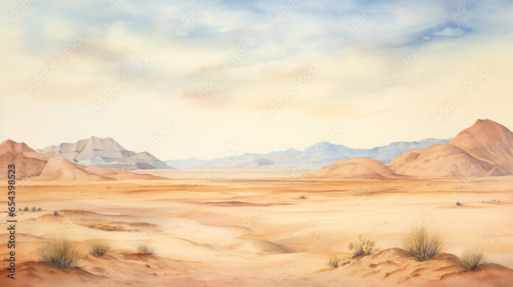 landscape in the desert watercolor
