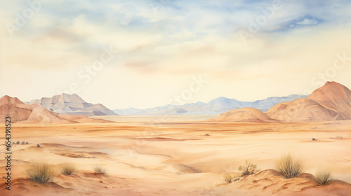 landscape in the desert watercolor