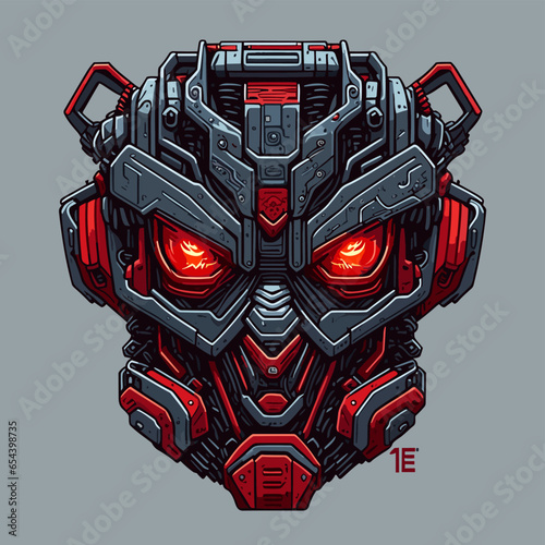 2D Vector Cartoon Illustration futuristic transformers face robotic technology machine mechanical

