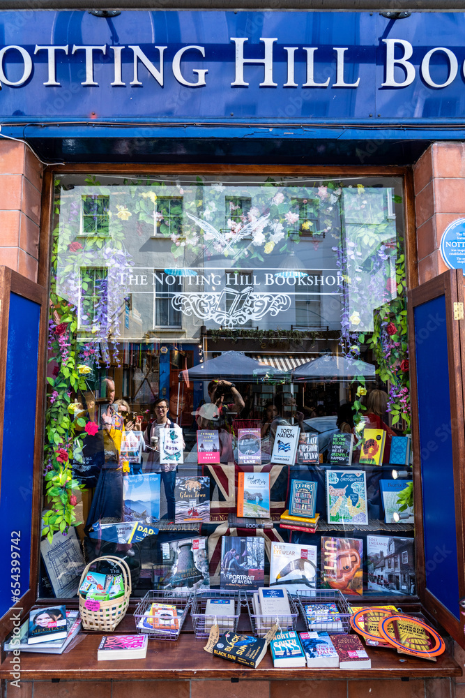 London England May 28 2023 The Window of the Notting Hill Book Store