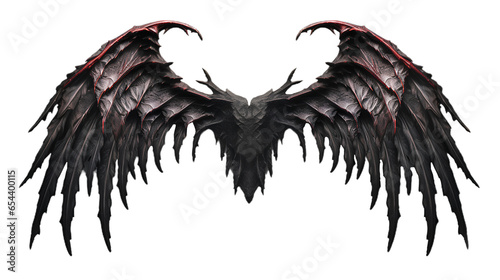 Black Demon Wings. Satin wings. Isolated on Transparent background.