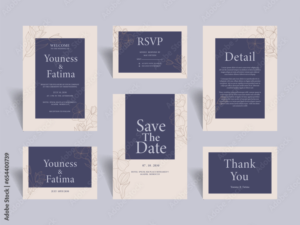 Modern Wedding Invitation Card Template with Beautiful Roses 