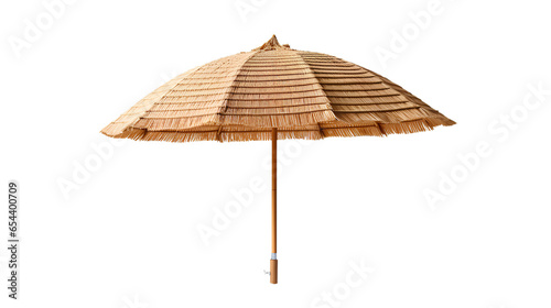 Straw Beach Umbrella. Isolated on Transparent background.