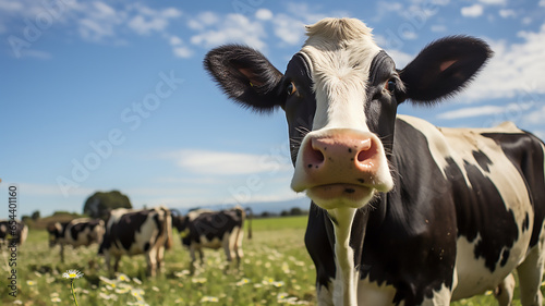 Cow in the field meadow at farm © Miljan Živković
