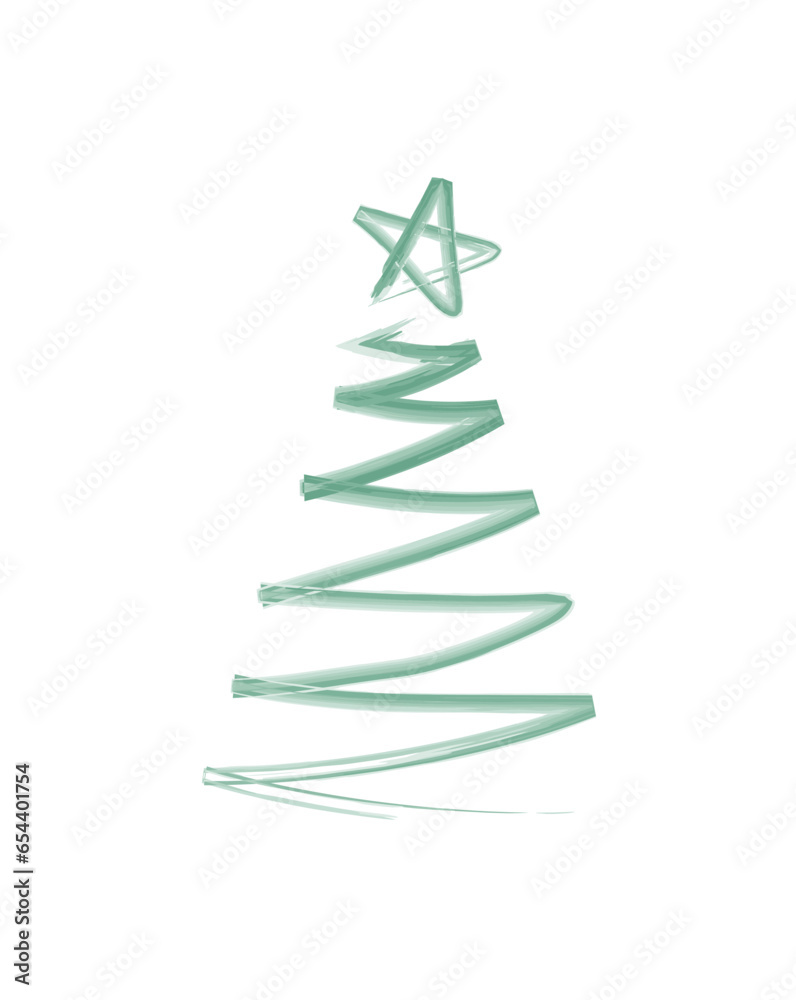 Merry Christmas tree outline greeting card vector illustration design. Greeting card. Xmas tree.