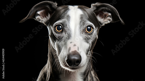 Realistic portrait of Whippet dog. AI generated