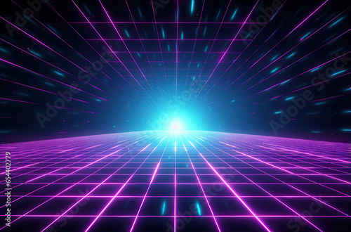 neon retro grid background