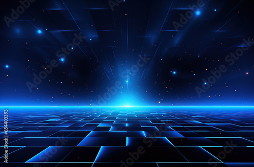 neon blue retro grid background