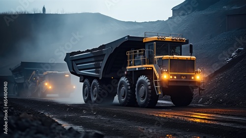 The big truck loader transporting coal at mining site. © visoot