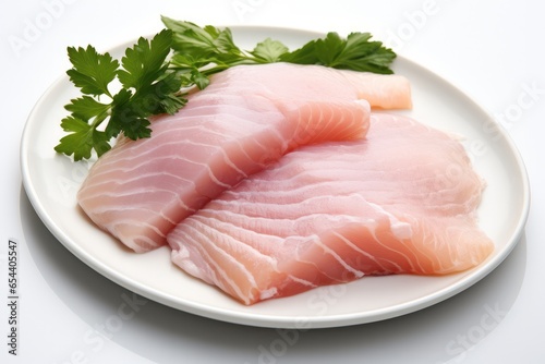 Fish meat fillet on white background.